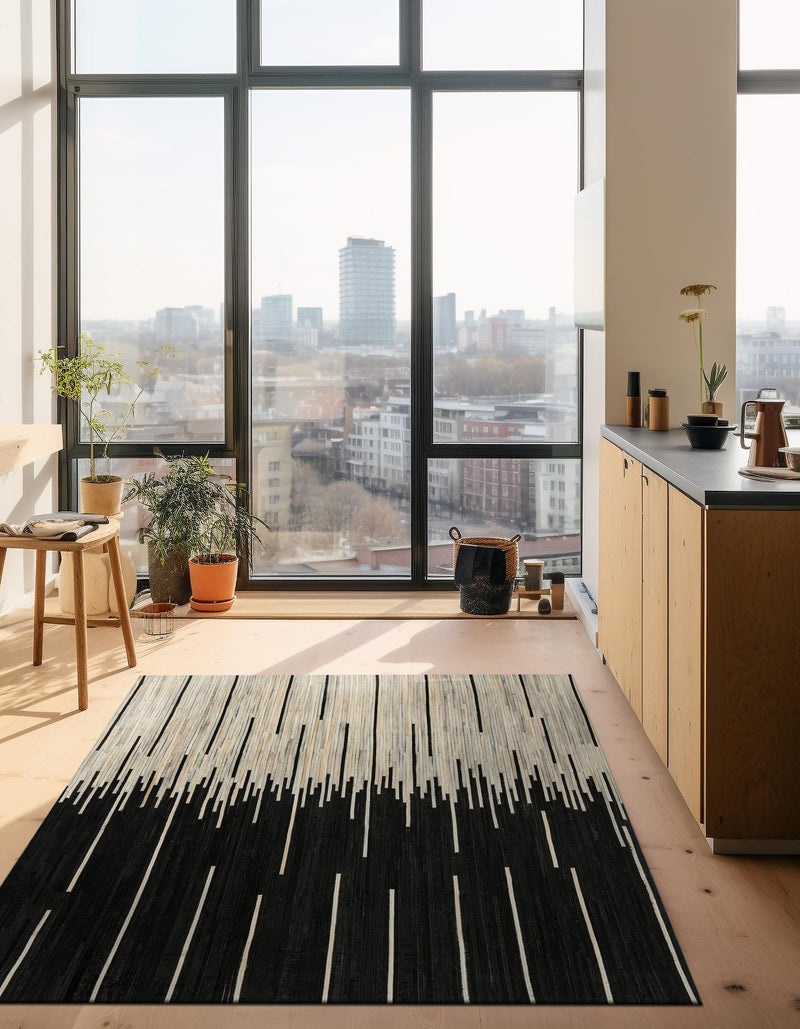 Savannah Hideaway Collection Area Rug - Savannah Rectangle Black White lifestyle 9