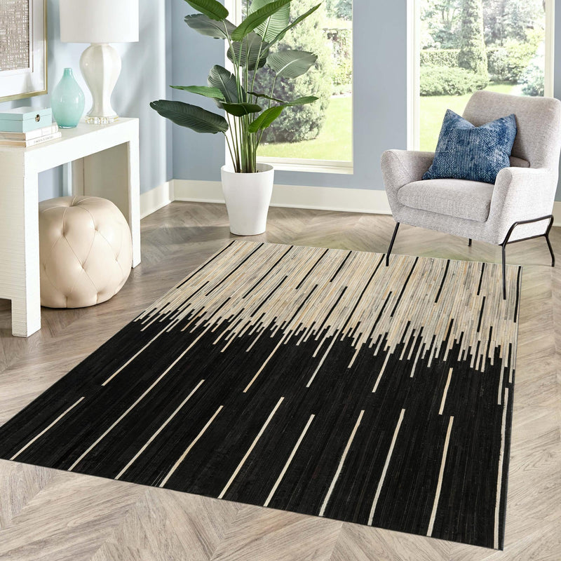 Savannah Hideaway Collection Area Rug - Savannah Rectangle Black White lifestyle 22