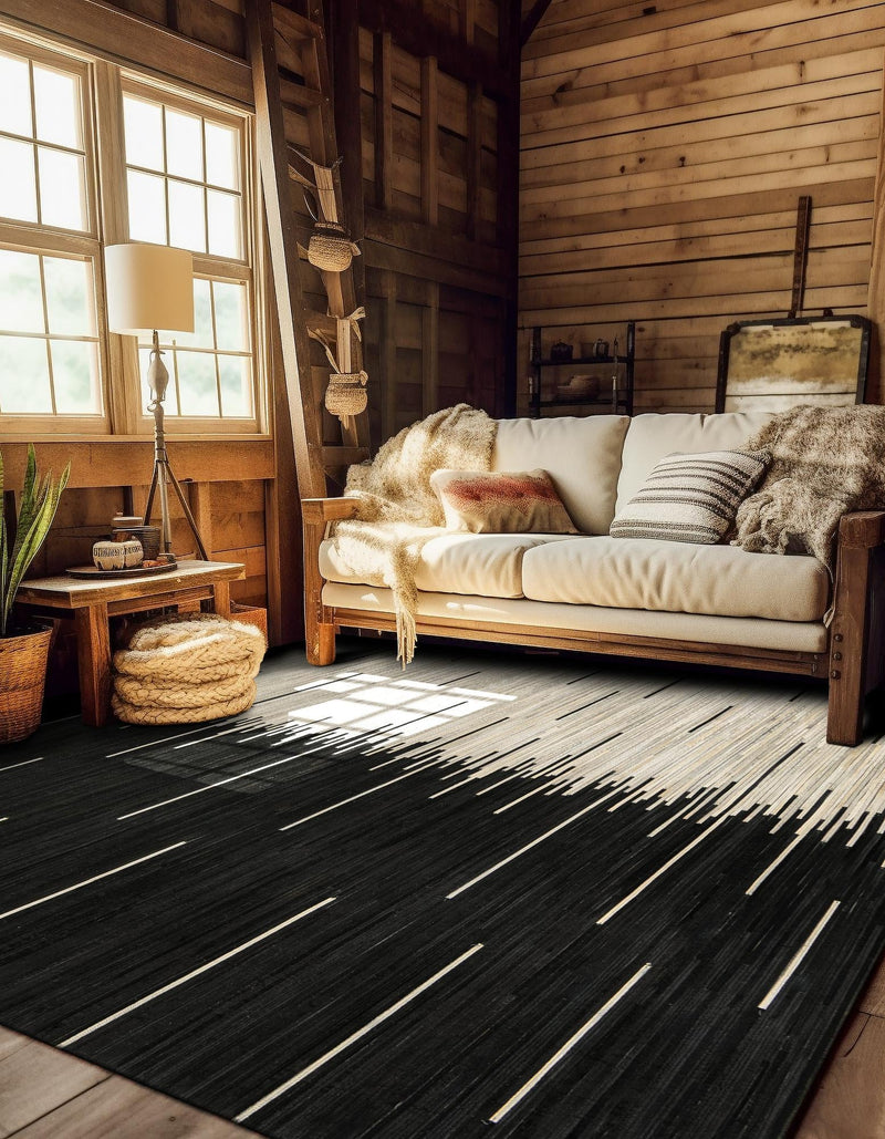 Savannah Hideaway Collection Area Rug - Savannah Square Black White lifestyle 29