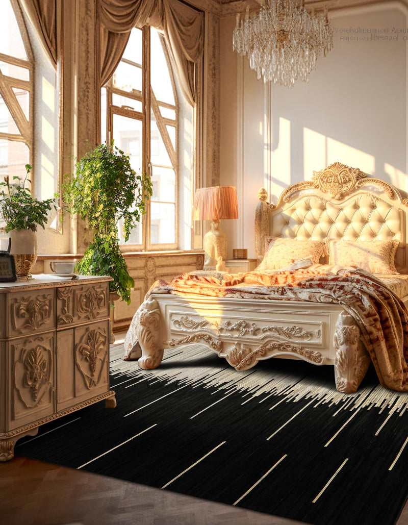 Savannah Hideaway Collection Area Rug - Savannah Square Black White lifestyle 32