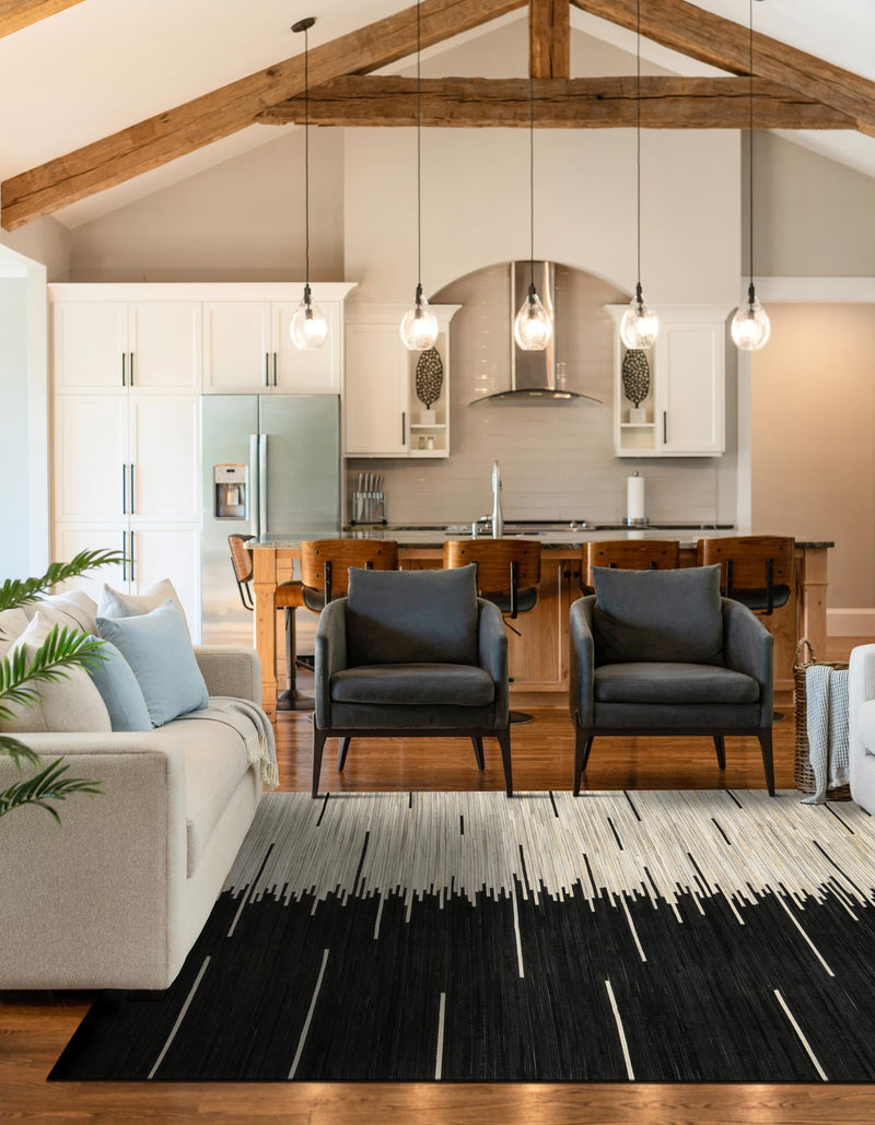 Savannah Hideaway Collection Area Rug - Savannah Square Black White lifestyle 34