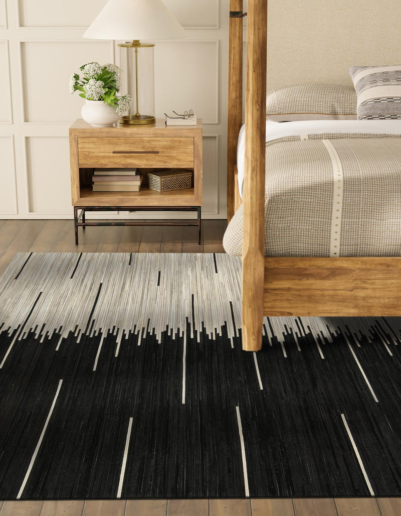Savannah Hideaway Collection Area Rug - Savannah Square Black White lifestyle 38