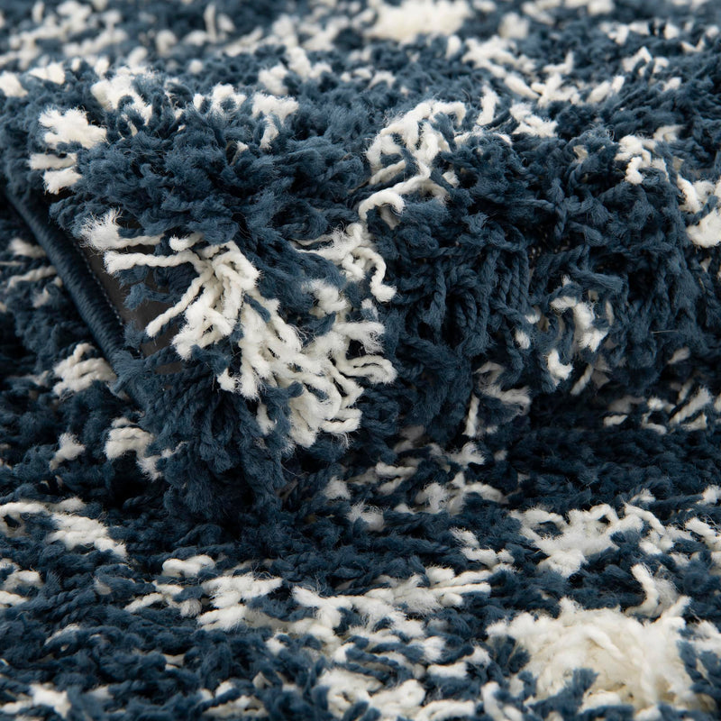 Berber Lattice Shag Collection Area Rug - Atlas (Navy Blue) Oval Navy Blue lifestyle 4