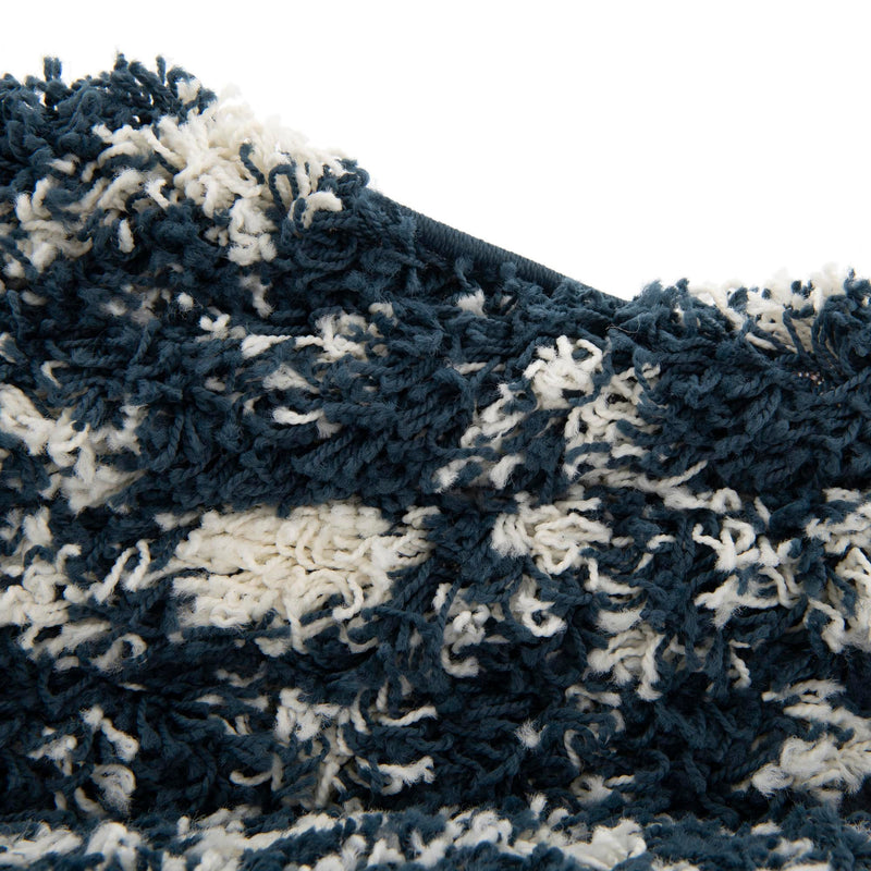 Berber Lattice Shag Collection Area Rug - Atlas (Navy Blue) Oval Navy Blue lifestyle 12