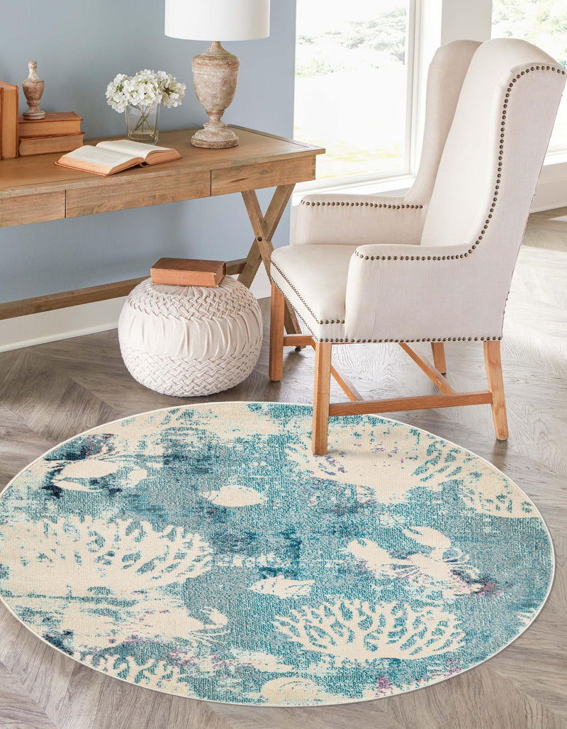 Sorrento Shores Collection Area Rug - Vico Round Light Blue lifestyle 31