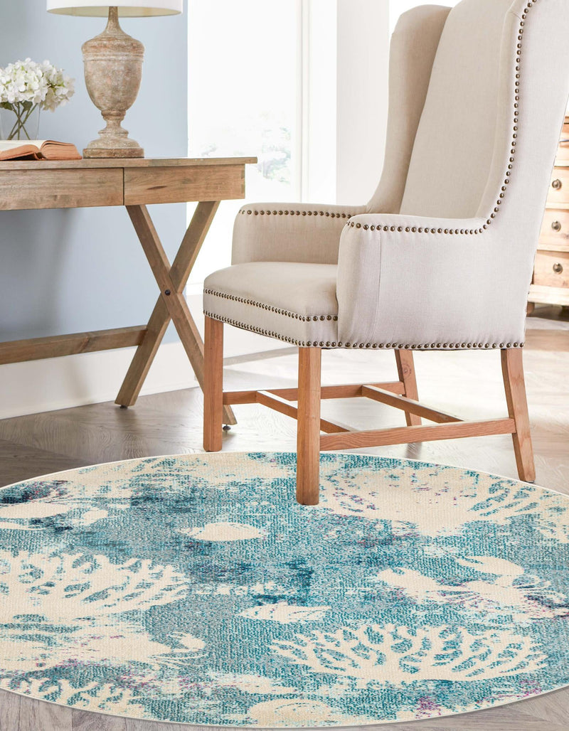 Sorrento Shores Collection Area Rug - Vico Round Light Blue lifestyle 35
