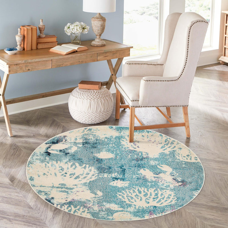 Sorrento Shores Collection Area Rug - Vico Round Light Blue lifestyle 91