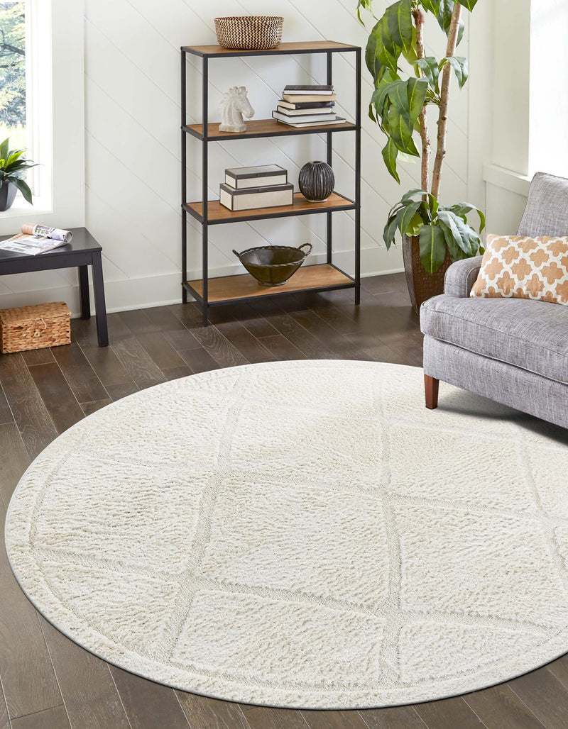 Trellis Haven Collection Area Rug - Havenwood Round Ivory lifestyle 88