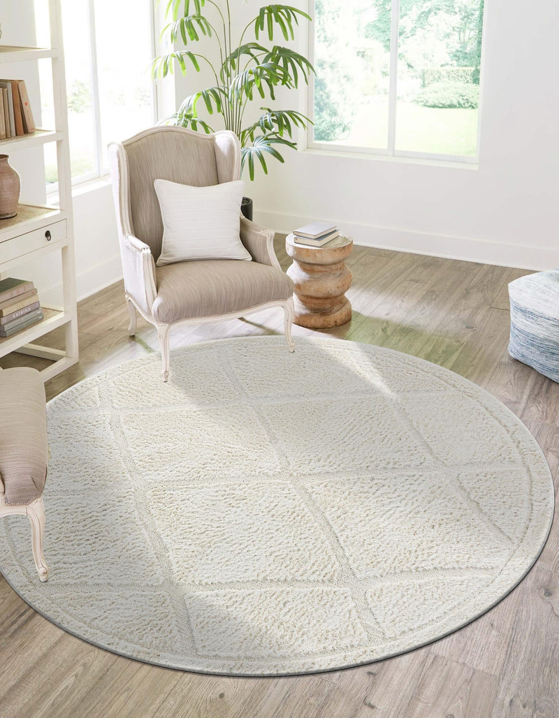 Trellis Haven Collection Area Rug - Havenwood Round Ivory lifestyle 95