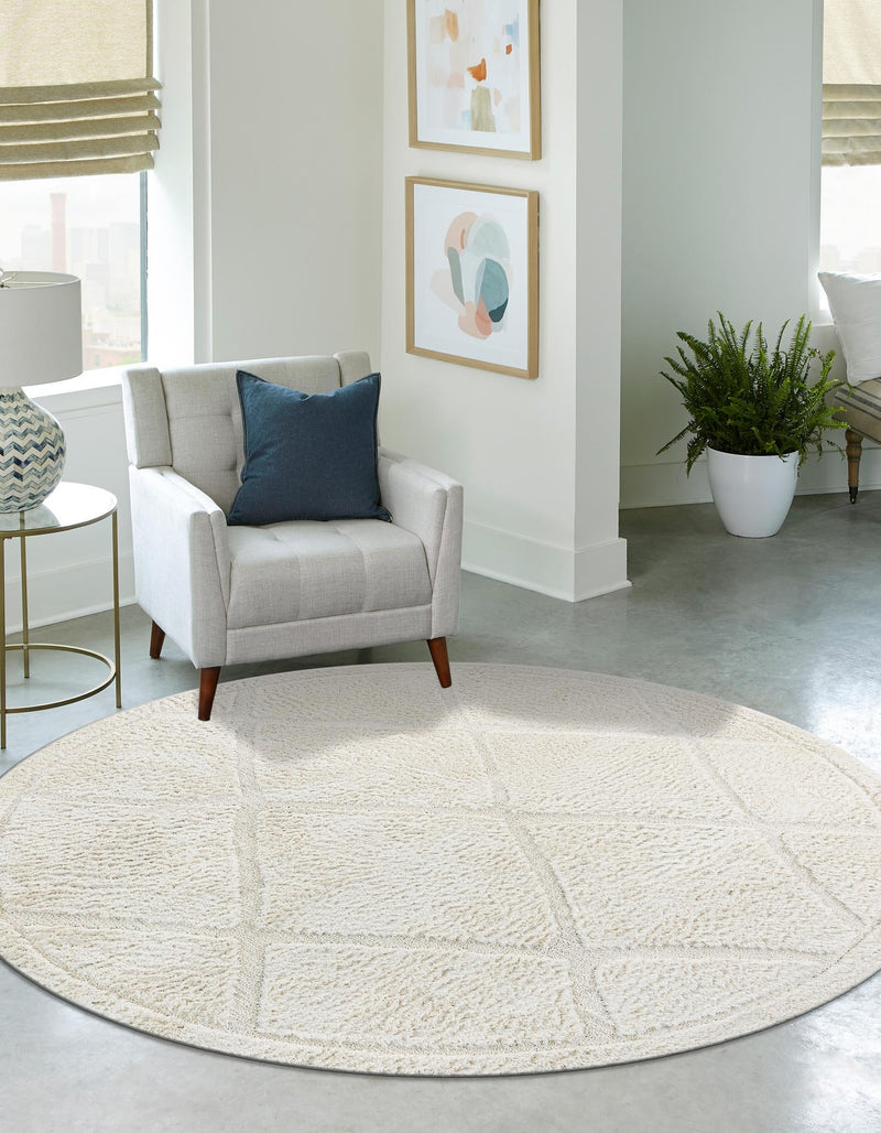 Trellis Haven Collection Area Rug - Havenwood Round Ivory lifestyle 98