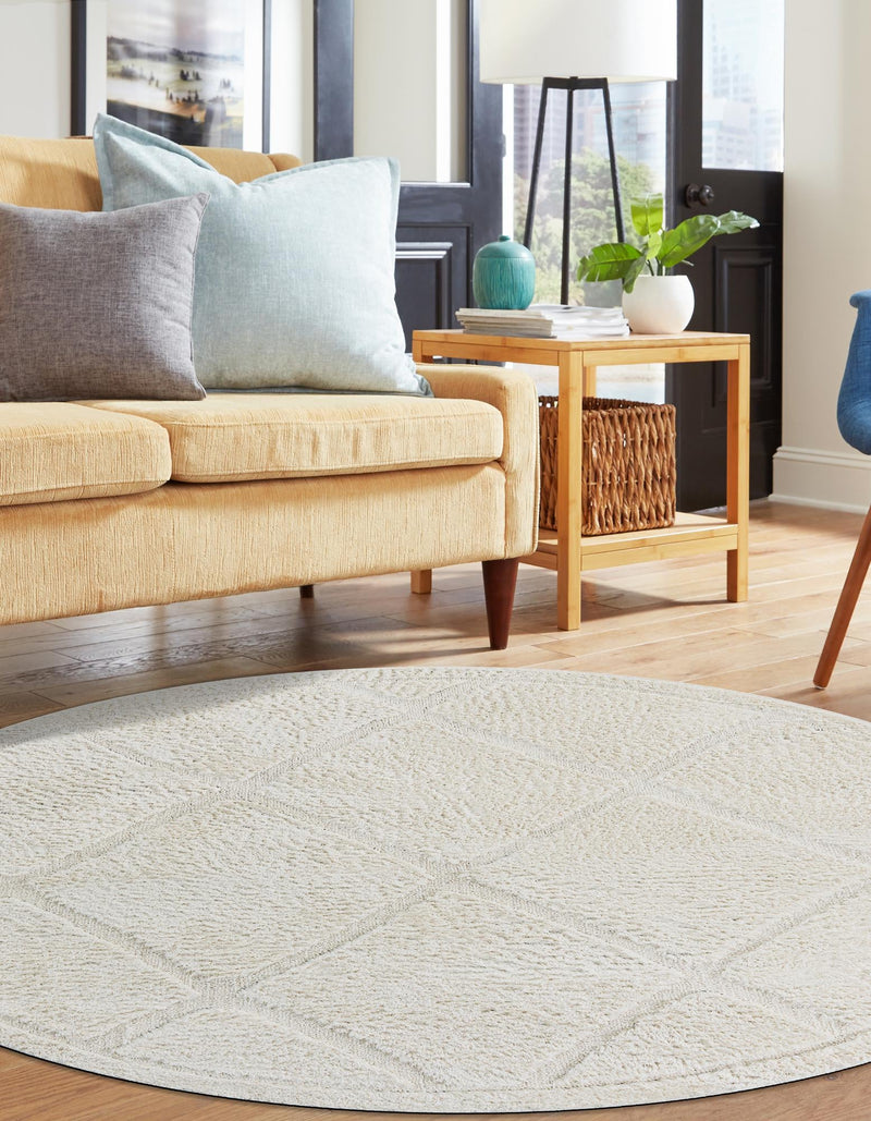 Trellis Haven Collection Area Rug - Havenwood Round Ivory lifestyle 100