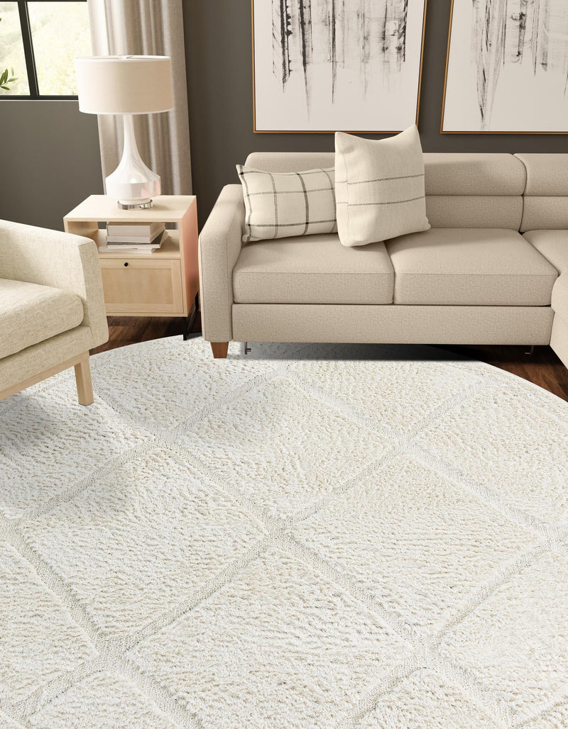 Trellis Haven Collection Area Rug - Havenwood Round Ivory lifestyle 102