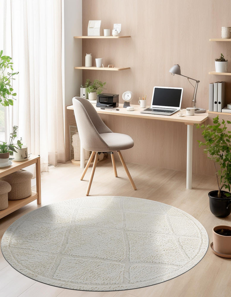 Trellis Haven Collection Area Rug - Havenwood Round Ivory lifestyle 108