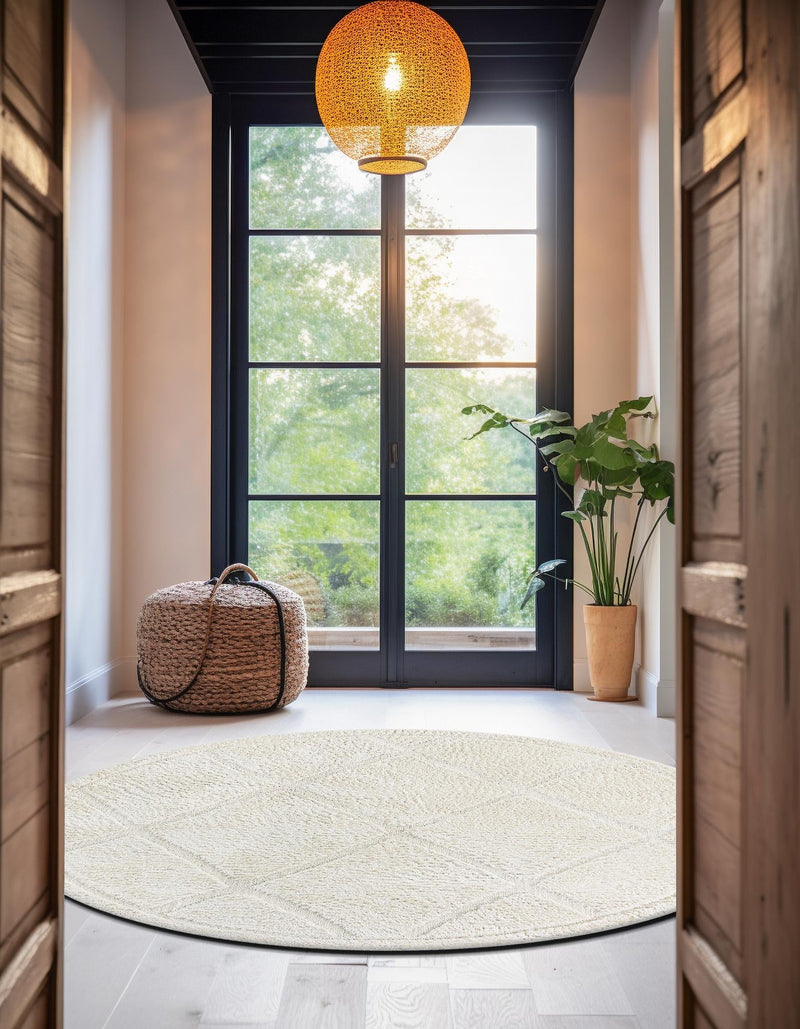 Trellis Haven Collection Area Rug - Havenwood Round Ivory lifestyle 110