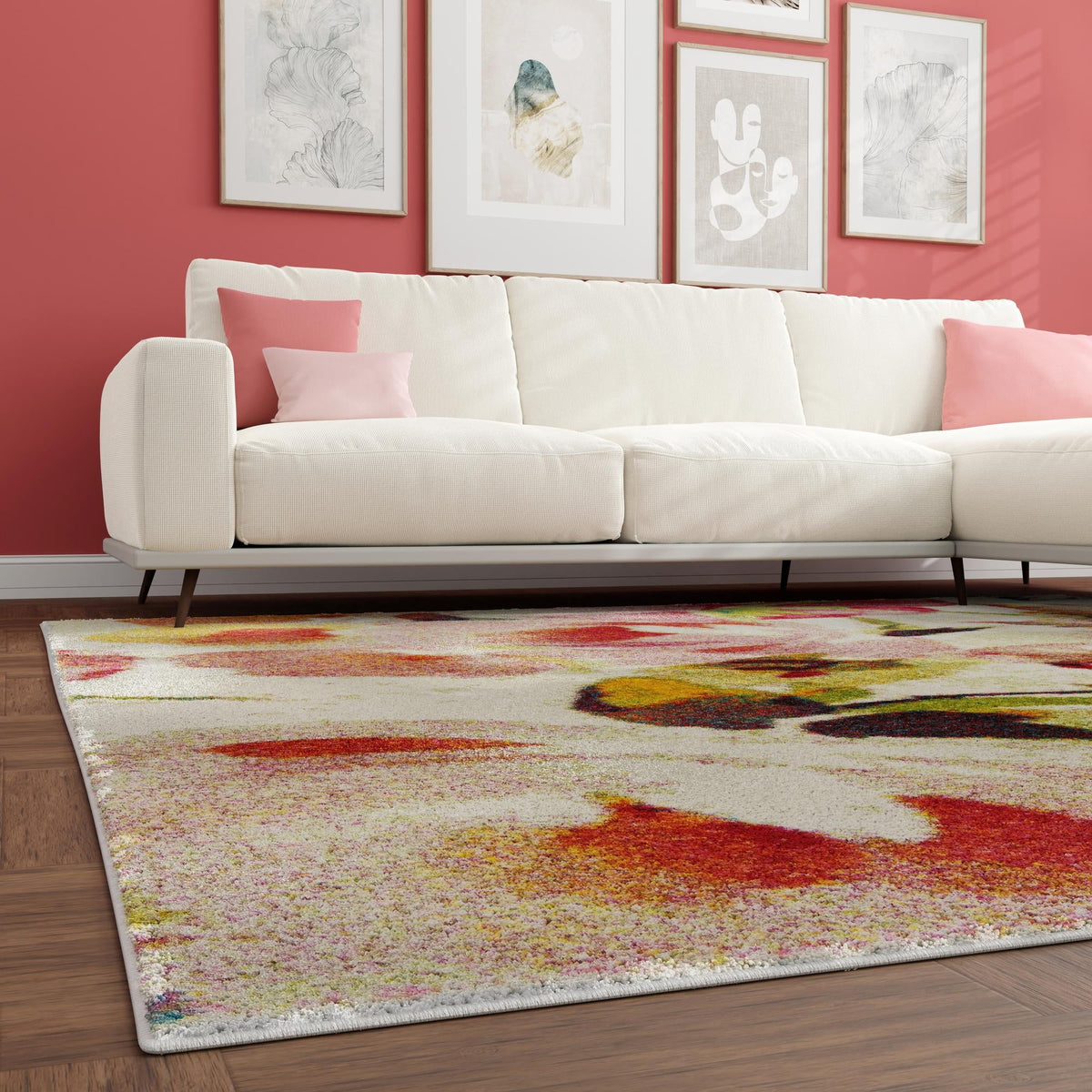Venetian Elegance Collection Area Rug - Marghera Square Ivory lifestyle 64
