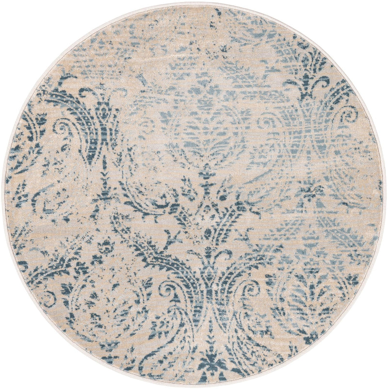 Heritage Retreat Collection Area Rug - Homestead Round Blue lifestyle 29