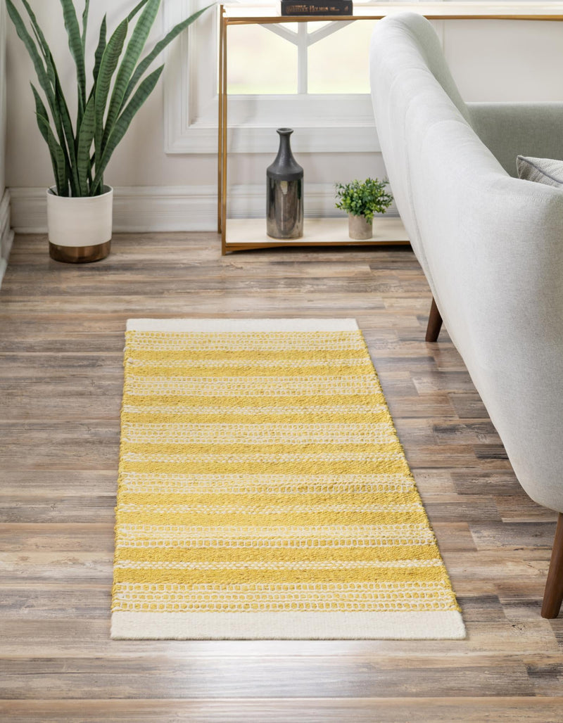 Coastal Weave Collection Area Rug - Marina Runner Sunshine Yellow lifestyle 67