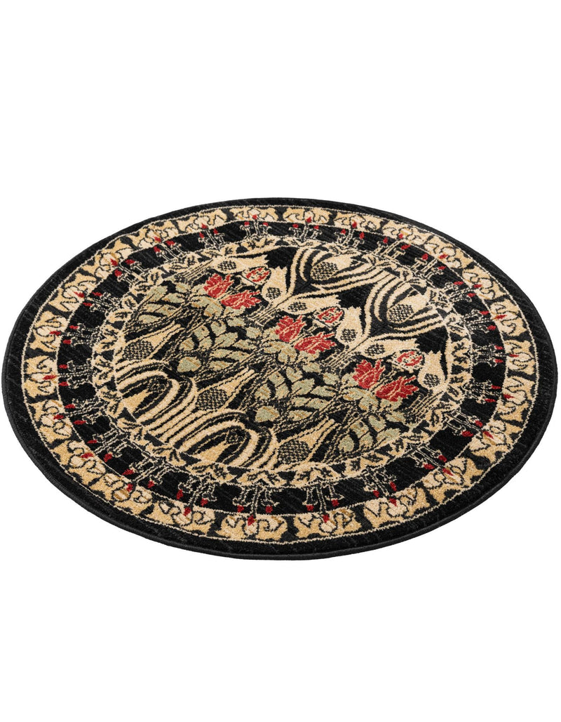 Chelsea Elegance Collection Area Rug - Brompton (Black) Round Black lifestyle 32