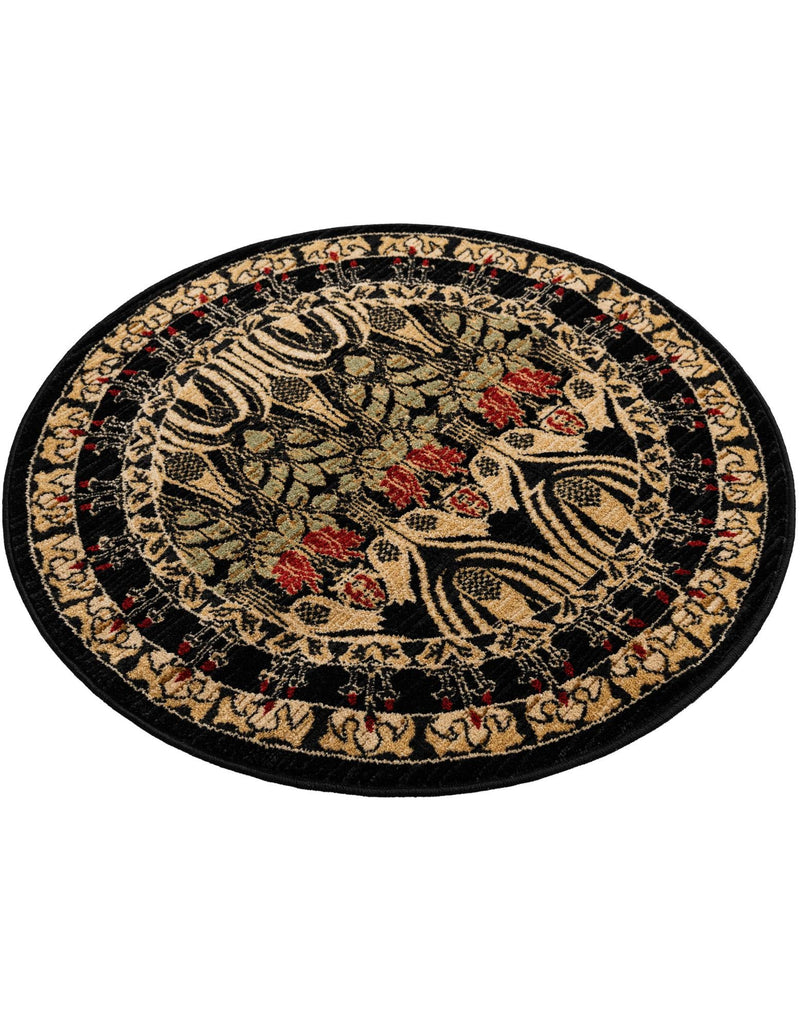 Chelsea Elegance Collection Area Rug - Brompton (Black) Round Black lifestyle 33