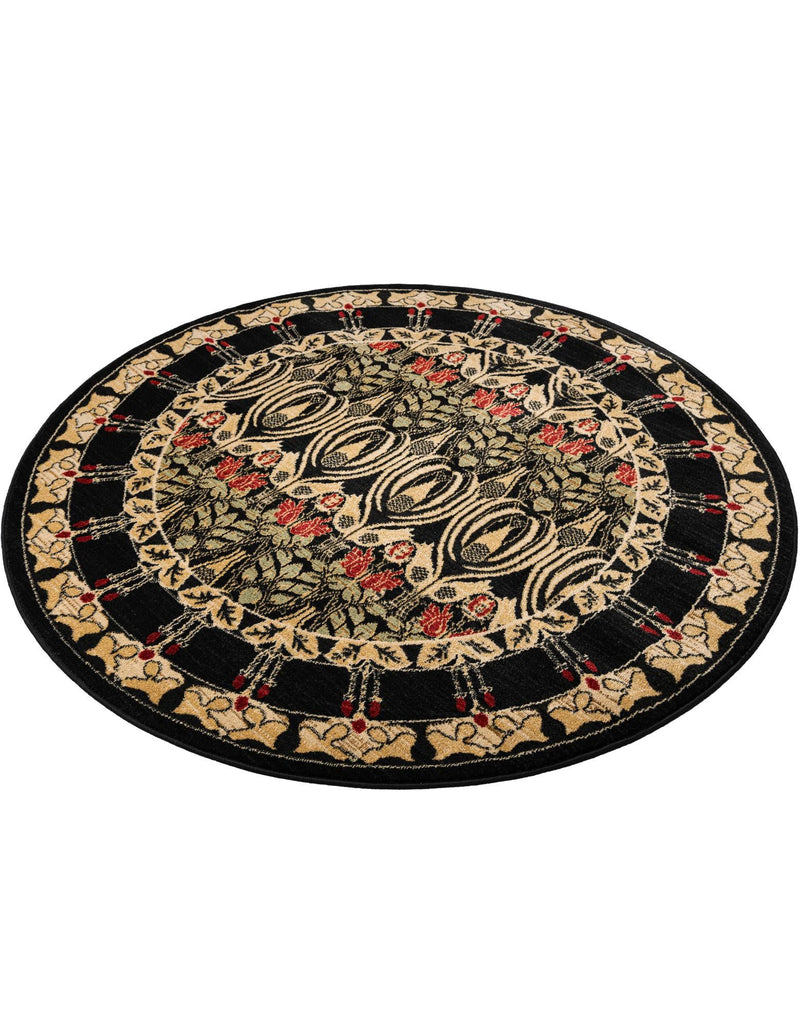 Chelsea Elegance Collection Area Rug - Brompton (Black) Round Black lifestyle 34