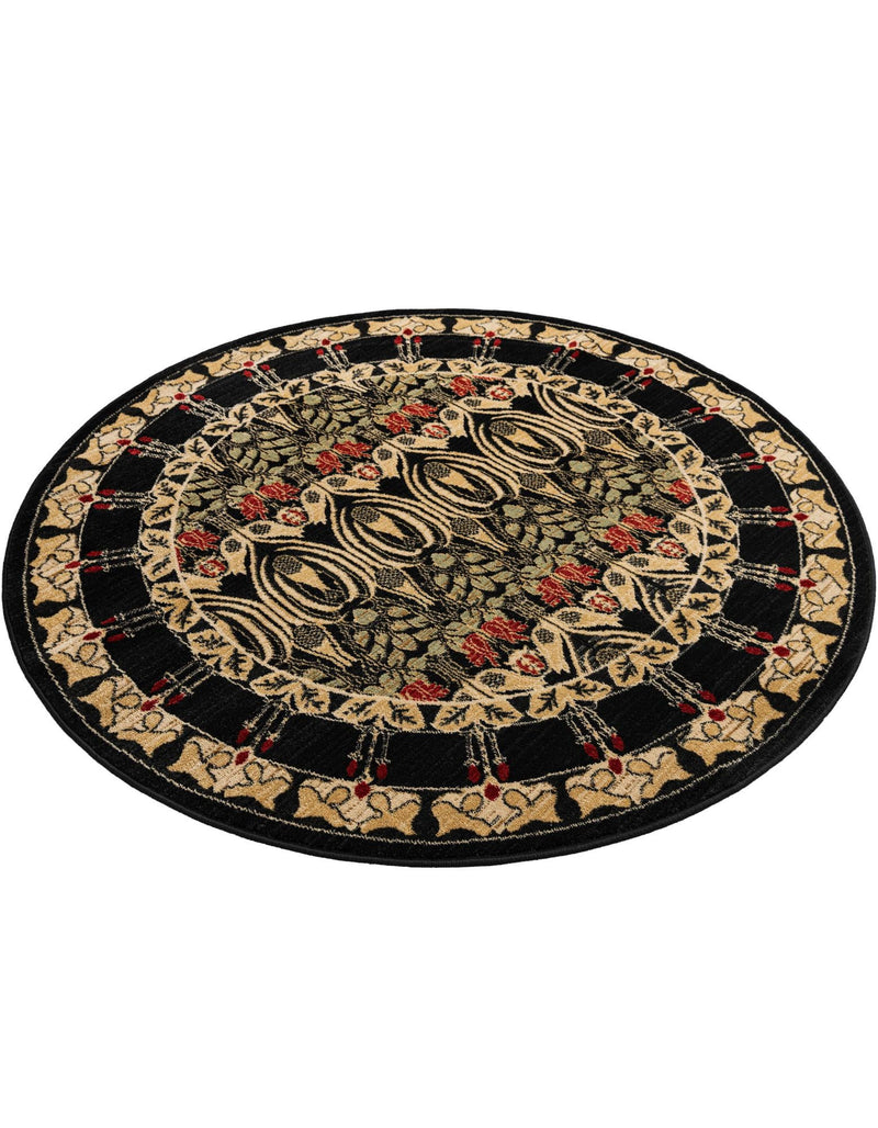 Chelsea Elegance Collection Area Rug - Brompton (Black) Round Black lifestyle 35