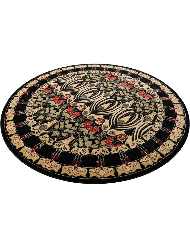 Chelsea Elegance Collection Area Rug - Brompton (Black) Round Black lifestyle 36