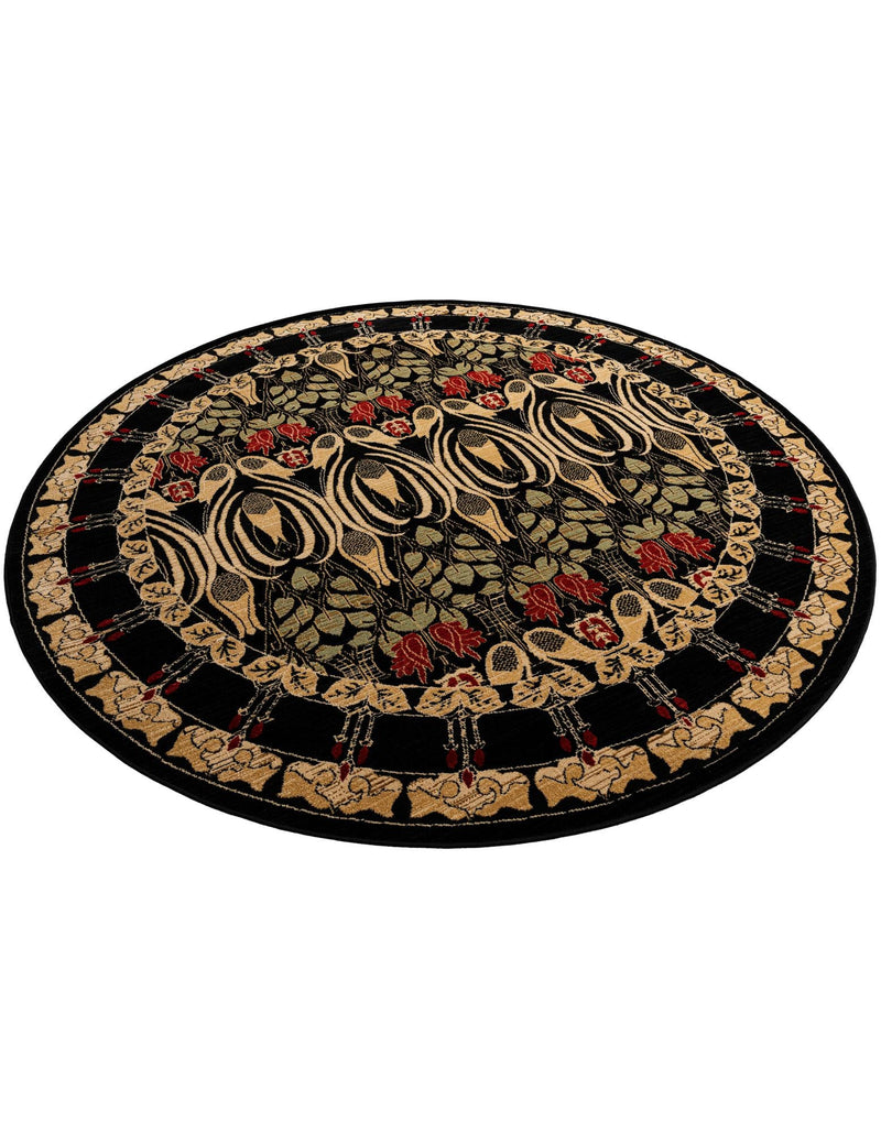 Chelsea Elegance Collection Area Rug - Brompton (Black) Round Black lifestyle 37