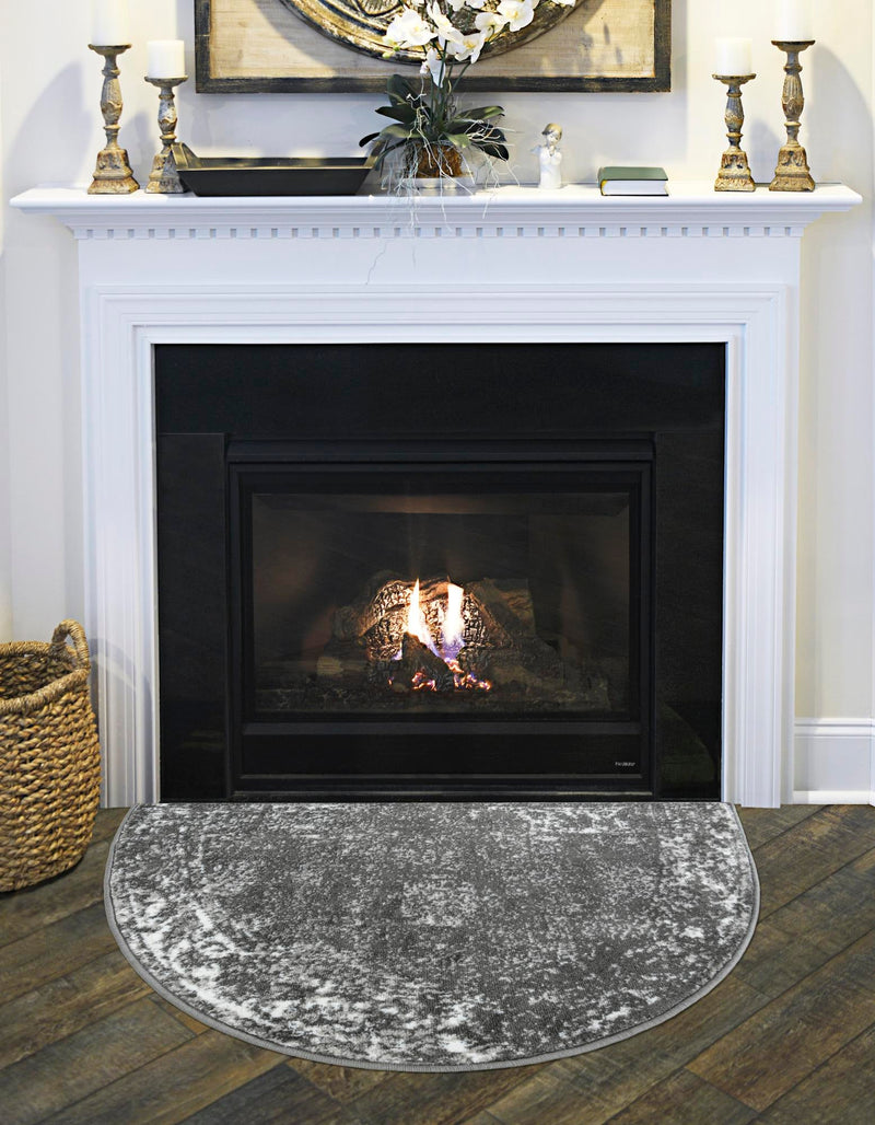 Riviera Elegance Collection Area Rug - Antibes (Dark Gray) Hearth Dark Gray lifestyle 0