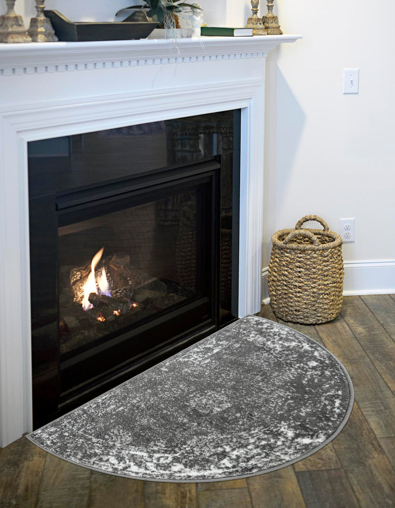 Riviera Elegance Collection Area Rug - Antibes (Dark Gray) Hearth Dark Gray lifestyle 2