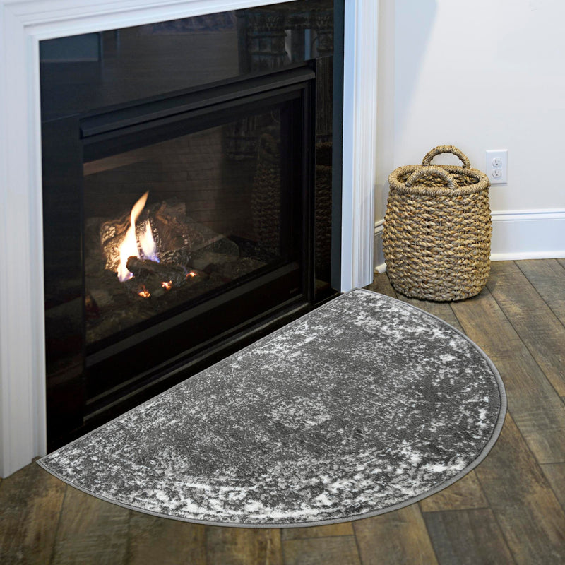 Riviera Elegance Collection Area Rug - Antibes (Dark Gray) Hearth Dark Gray lifestyle 19
