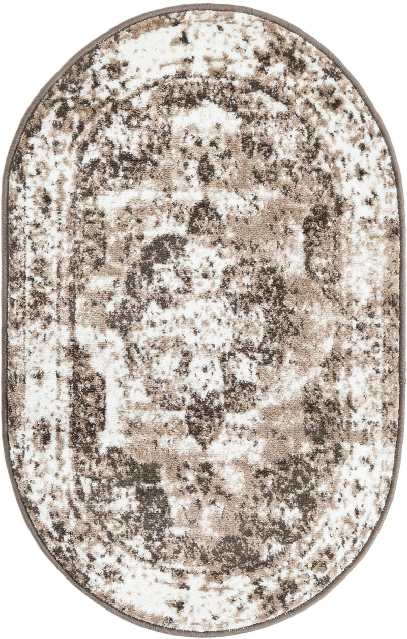Riviera Elegance Collection Area Rug - Menton (Light Brown) Oval Light Brown Main
