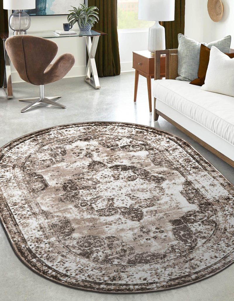 Riviera Elegance Collection Area Rug - Menton (Light Brown) Oval Light Brown lifestyle 0