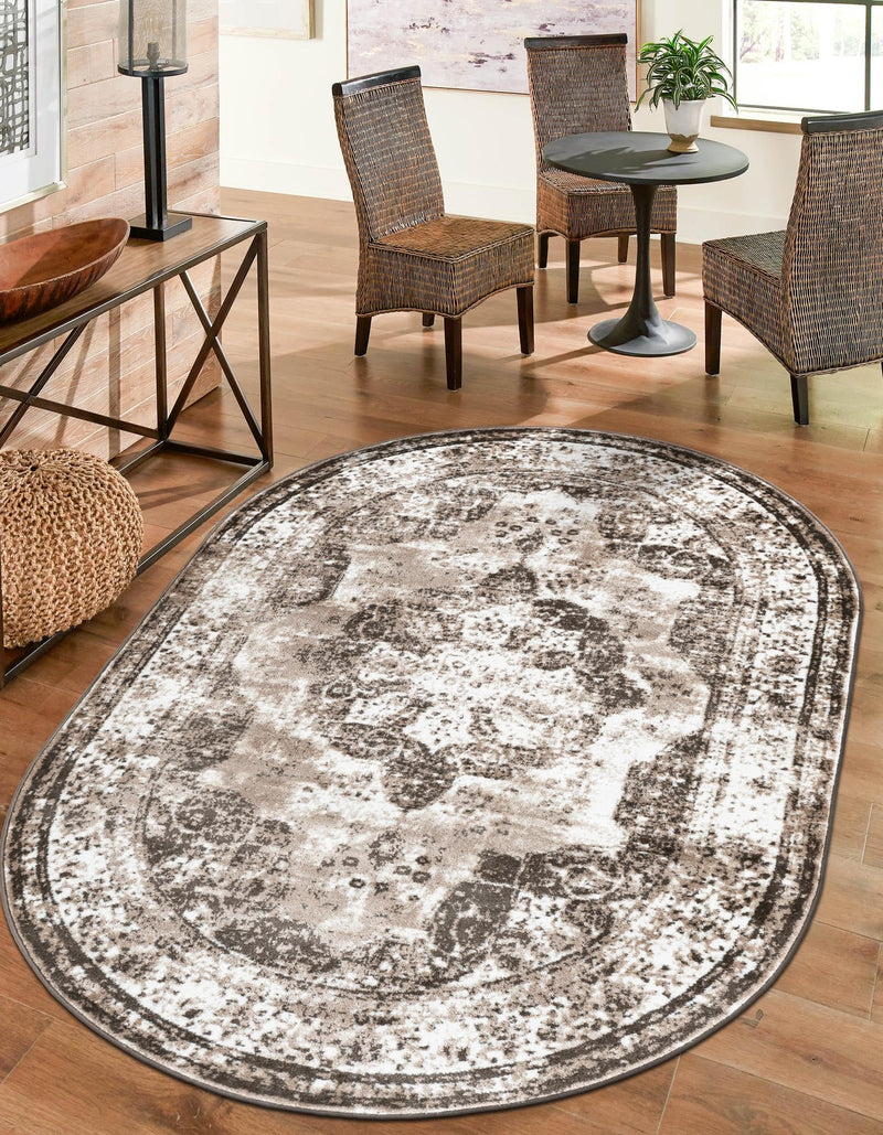 Riviera Elegance Collection Area Rug - Menton (Light Brown) Oval Light Brown lifestyle 4