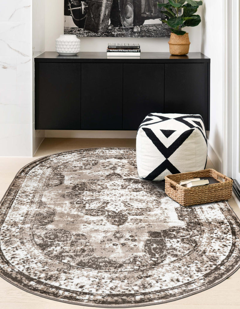 Riviera Elegance Collection Area Rug - Menton (Light Brown) Oval Light Brown lifestyle 17