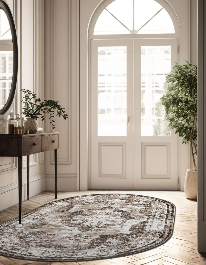 Riviera Elegance Collection Area Rug - Menton (Light Brown) Oval Light Brown lifestyle 19
