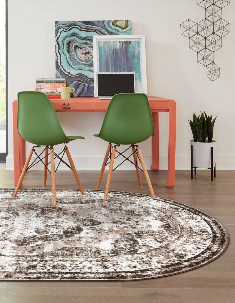 Riviera Elegance Collection Area Rug - Menton (Light Brown) Oval Light Brown lifestyle 21