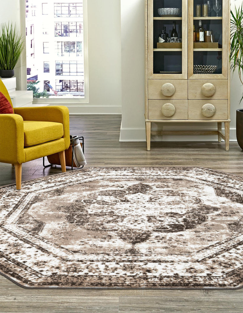Riviera Elegance Collection Area Rug - Menton (Light Brown) Octagon Light Brown lifestyle 3