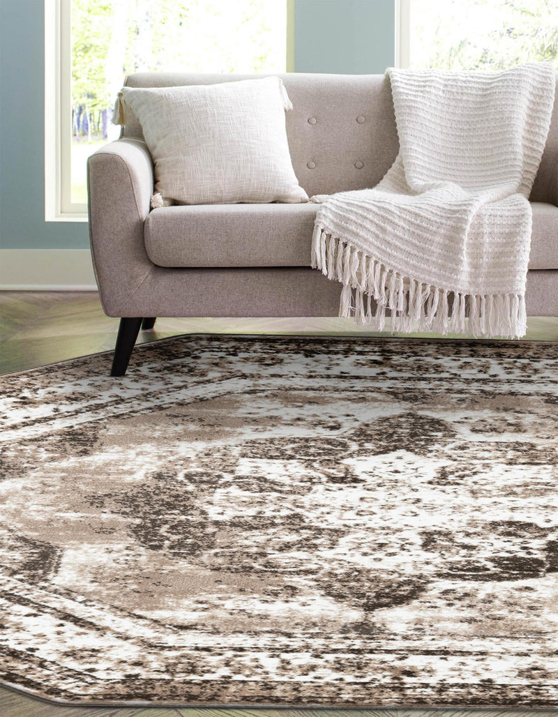 Riviera Elegance Collection Area Rug - Menton (Light Brown) Octagon Light Brown lifestyle 6