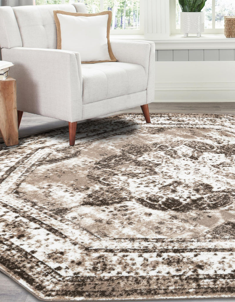 Riviera Elegance Collection Area Rug - Menton (Light Brown) Octagon Light Brown lifestyle 8