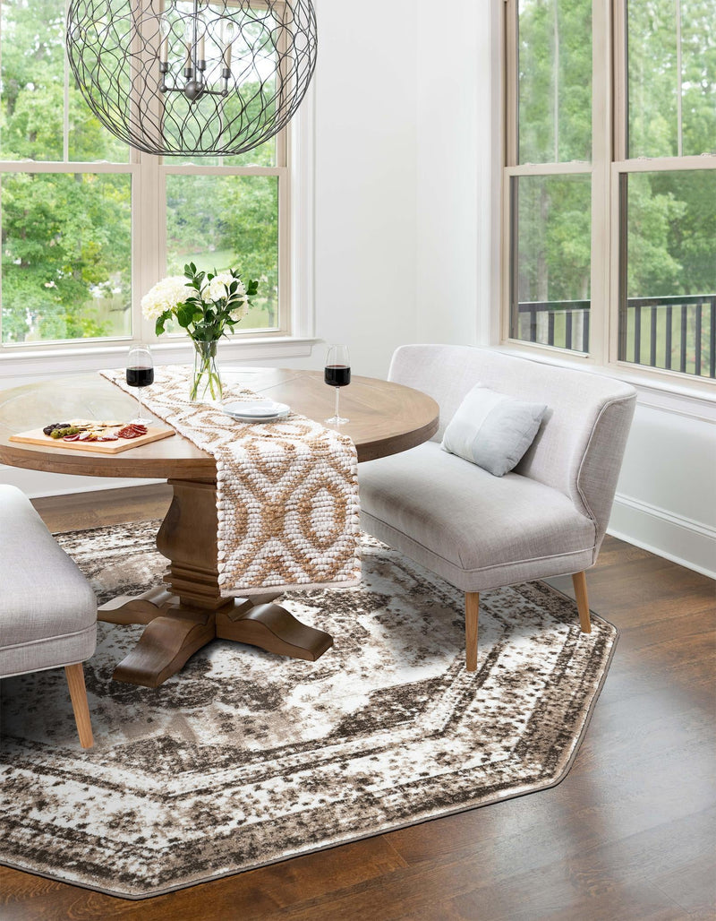 Riviera Elegance Collection Area Rug - Menton (Light Brown) Octagon Light Brown lifestyle 9