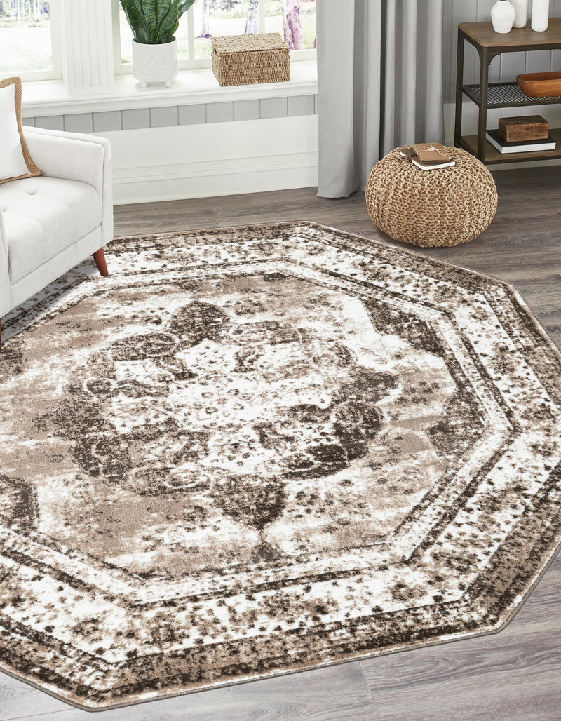Riviera Elegance Collection Area Rug - Menton (Light Brown) Octagon Light Brown lifestyle 10
