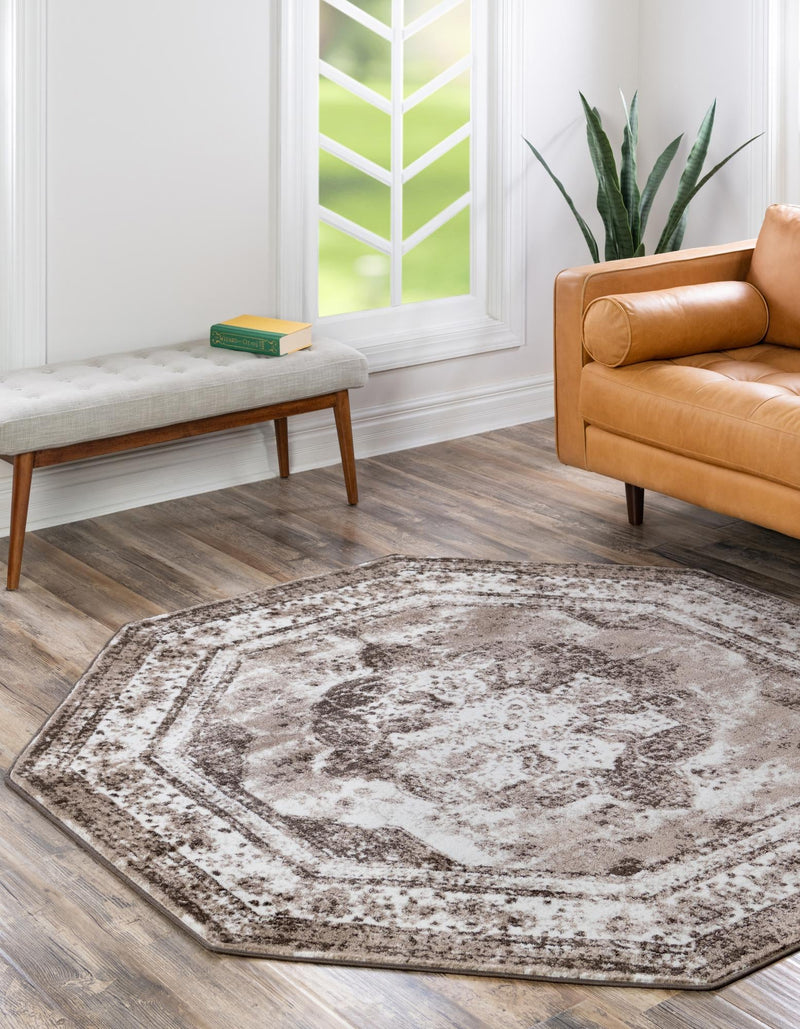 Riviera Elegance Collection Area Rug - Menton (Light Brown) Octagon Light Brown lifestyle 11