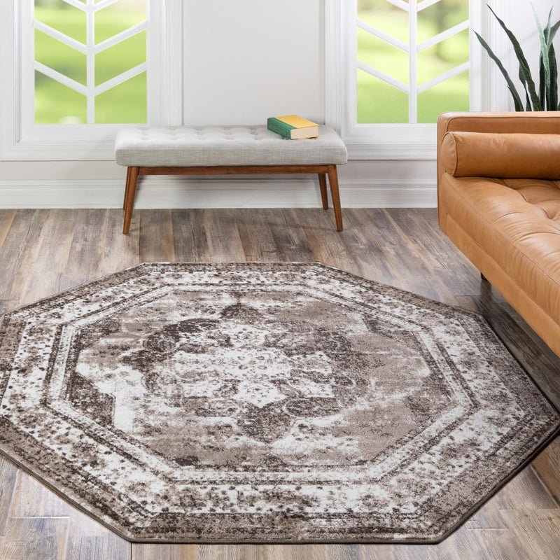Riviera Elegance Collection Area Rug - Menton (Light Brown) Octagon Light Brown lifestyle 26