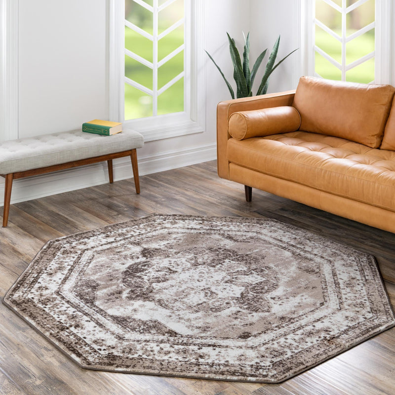 Riviera Elegance Collection Area Rug - Menton (Light Brown) Octagon Light Brown lifestyle 27
