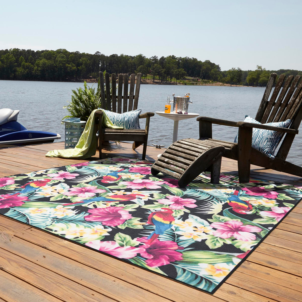 Belizean Tropics Outdoor Rugs Collection Area Rug - Caye Square Multi lifestyle 83