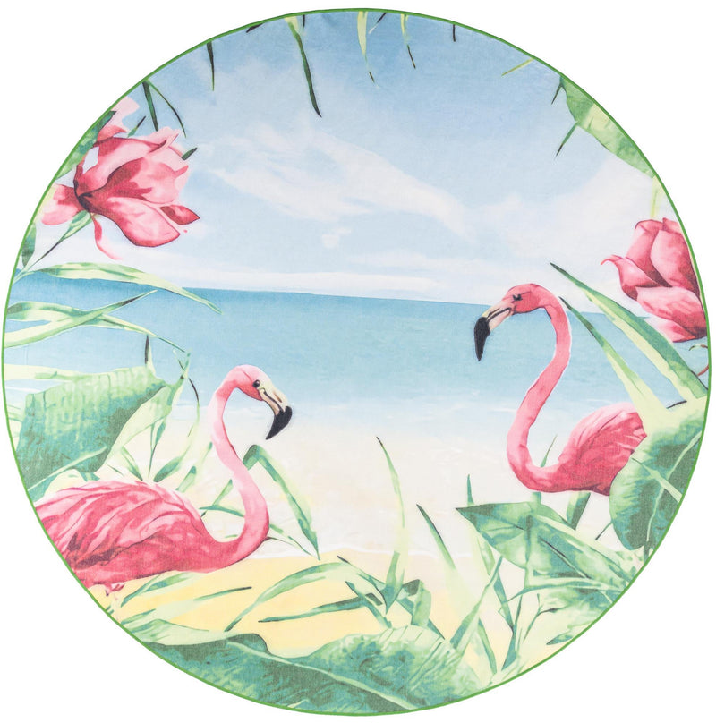 Belizean Tropics Outdoor Rugs Collection Area Rug - Placencia Round Blue and Green lifestyle 20