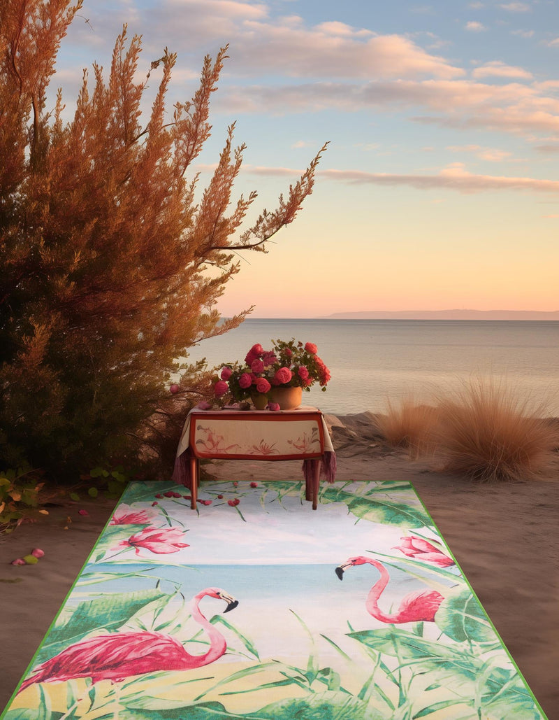 Belizean Tropics Outdoor Rugs Collection Area Rug - Placencia Rectangle Blue and Green lifestyle 7