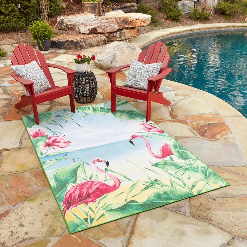 Belizean Tropics Outdoor Rugs Collection Area Rug - Placencia Rectangle Blue and Green lifestyle 18