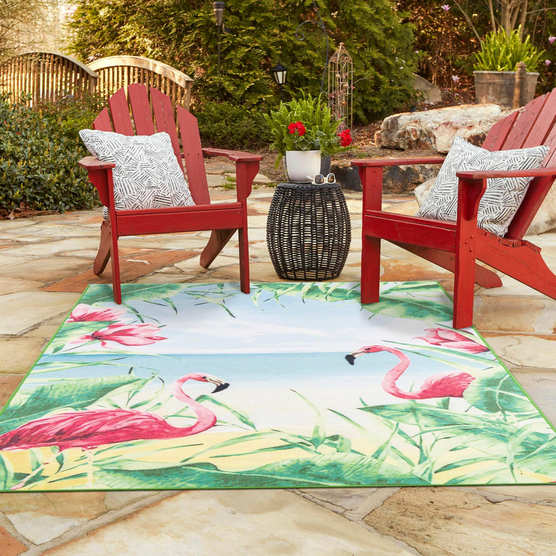 Belizean Tropics Outdoor Rugs Collection Area Rug - Placencia Rectangle Blue and Green lifestyle 19