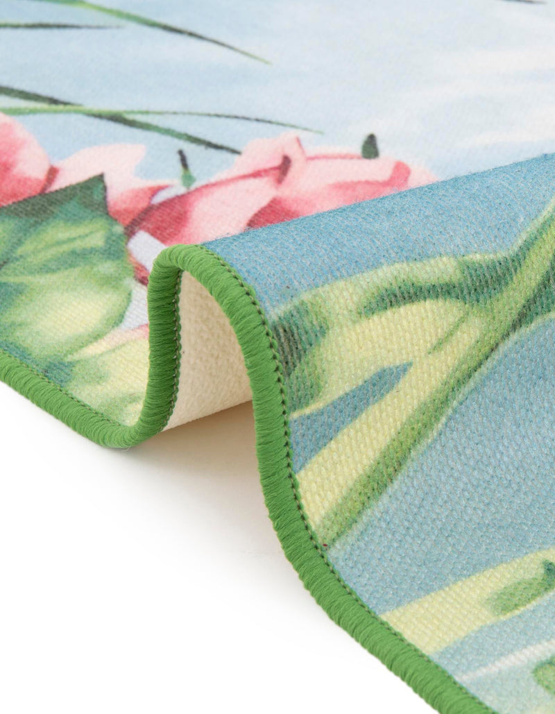 Belizean Tropics Outdoor Rugs Collection Area Rug - Placencia Round Blue and Green lifestyle 61